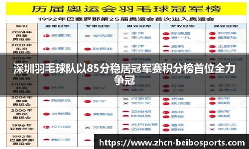深圳羽毛球队以85分稳居冠军赛积分榜首位全力争冠